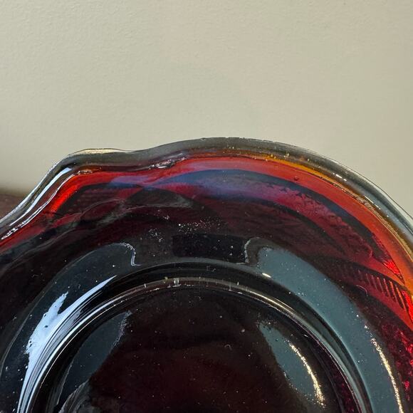 Vintage Antique? Depression Pressed Red Cadmium Glass Covered Butter Dish GLOWS - Picture 5 of 15